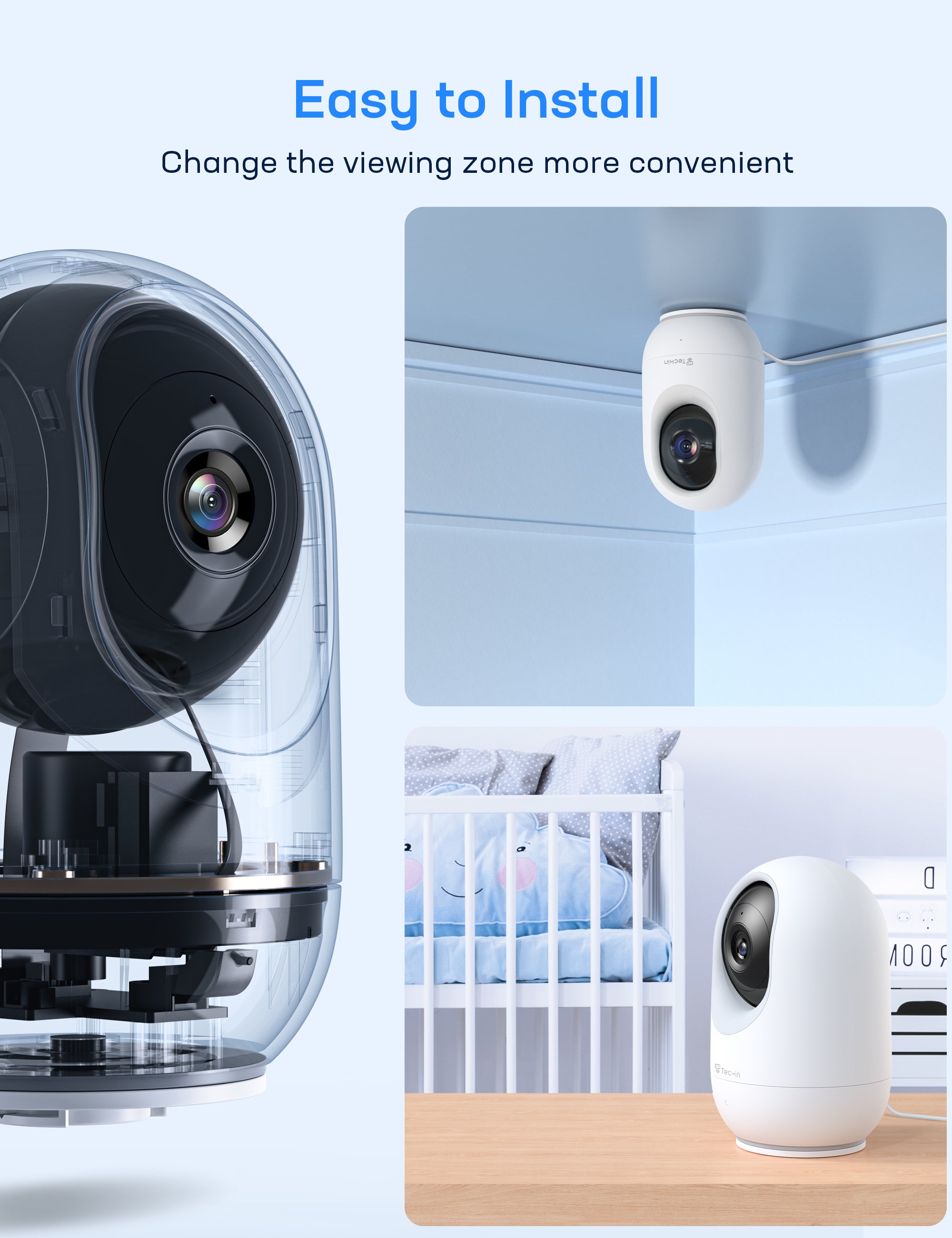 Teckin TR100 1080P Indoor Security Camera with Night Vision for Baby/Pet